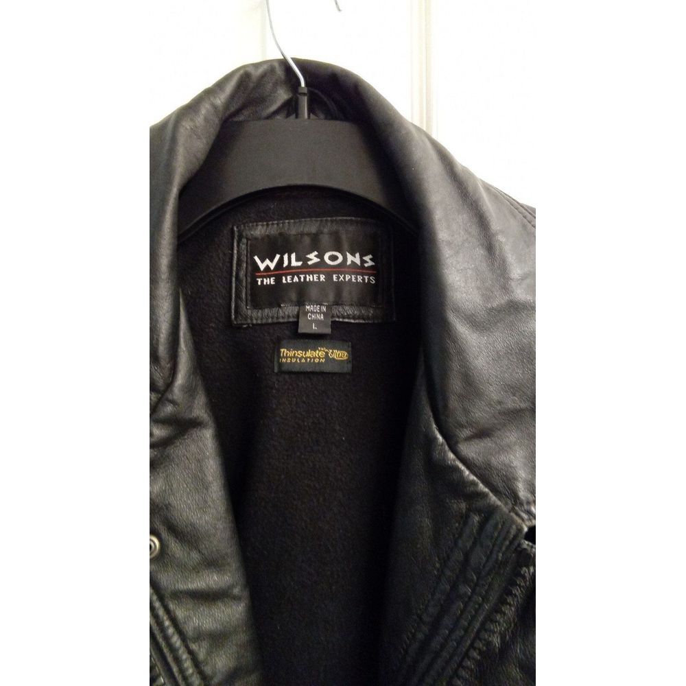 Wilsons Leather Jacket Insulated Thinsulate Black Coat Warm Mens Size‎ L
